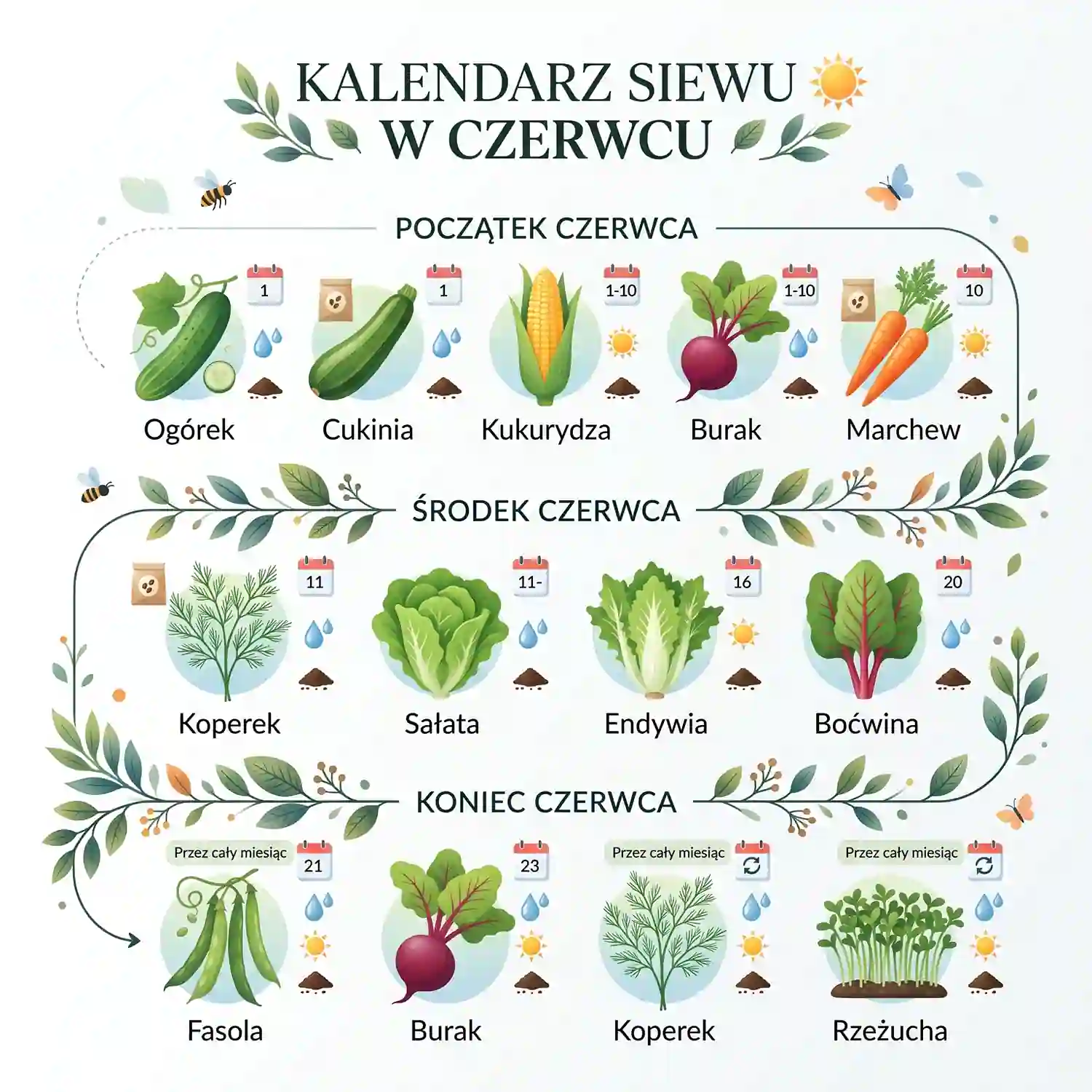Kalendarz siewu warzyw w czerwcu w ogrodzie